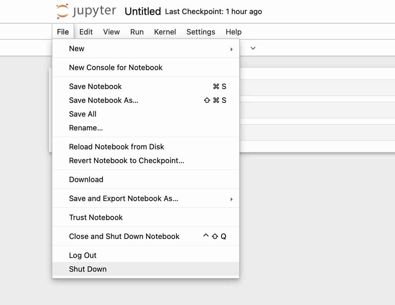 Shut Down Jupyter Notebook via File Menu